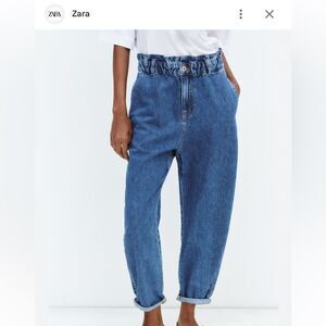 ZARA Paperbag jeans cropped dark wash size 0